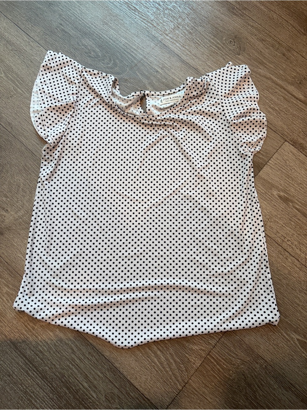Jon & Anna White & Black Polka Dot Flutter Sleeve Blouse